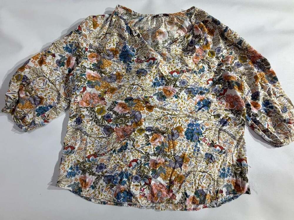 Rose & Thyme Floral Long Sleeve Blouse Top S Boho